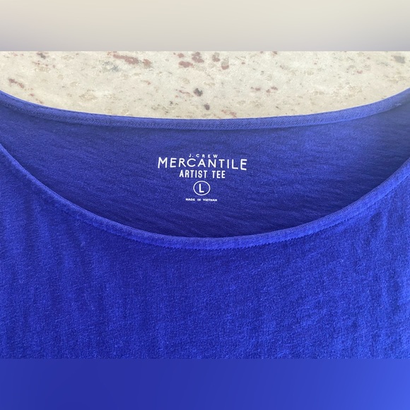 J Crew - ballet neckline, 100% cotton long sleeve “Mercantile artists tee”, Sz L - Picture 2 of 4